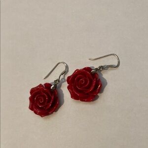 Chic Red Rose‎ Drop Earrings